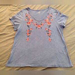 Belle by Kim Gravel Embroidered Short Sleeve Shirt